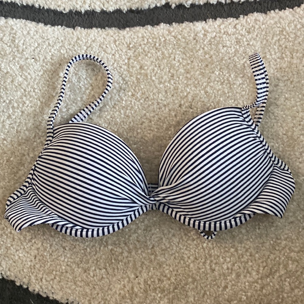 Navy Stripe Bikini Top